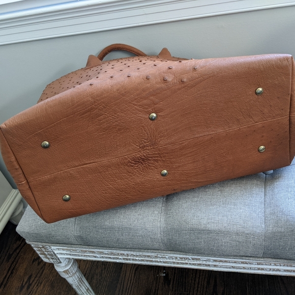 Barfield Collection Tan Ostrich Leather Tote - Picture 5 of 10